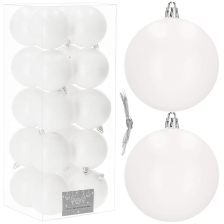 Set globuri de Craciun, 20 bucati, 8cm, alb mat [9]