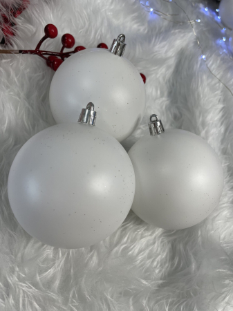 Set globuri de Craciun, 20 bucati, 8cm, alb mat [16]