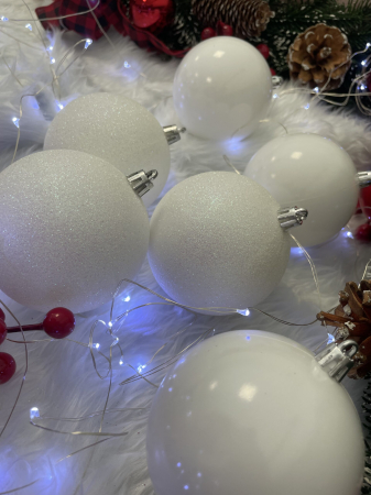 Set globuri de Craciun, 20 bucati, 8cm, alb perlat [17]