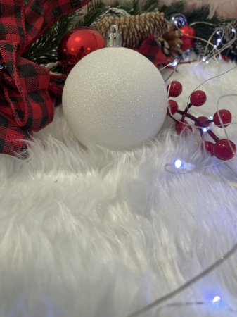 Set globuri de Craciun, 20 bucati, 8cm, alb perlat [13]