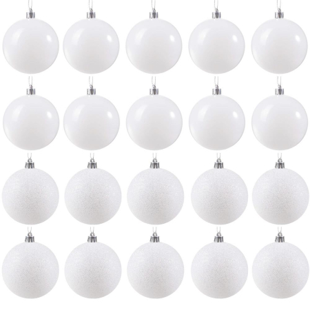 Set globuri de Craciun, 20 bucati, 8cm, alb perlat [4]