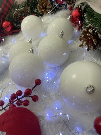 Set globuri de Craciun, 20 bucati, 8cm, alb perlat [16]