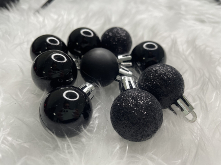 Set globuri de Craciun, 25 bucati, 3 modele, 2,5cm si 4cm, negru [18]