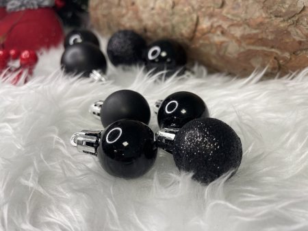 Set globuri de Craciun, 25 bucati, 3 modele, 2,5cm si 4cm, negru [15]