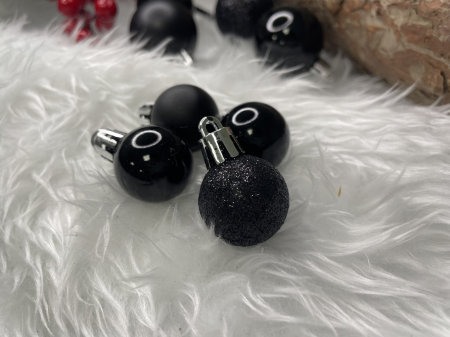 Set globuri de Craciun, 25 bucati, 3 modele, 2,5cm si 4cm, negru [16]