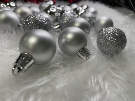 Set globuri de Craciun, 30 bucati, 3 modele, 3cm, argintiu [18]