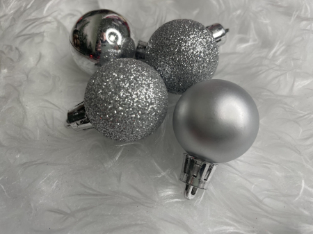 Set globuri de Craciun, 30 bucati, 3 modele, 3cm, argintiu [16]