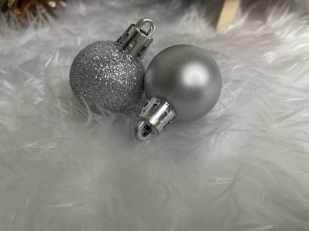 Set globuri de Craciun, 30 bucati, 3 modele, 3cm, argintiu [14]