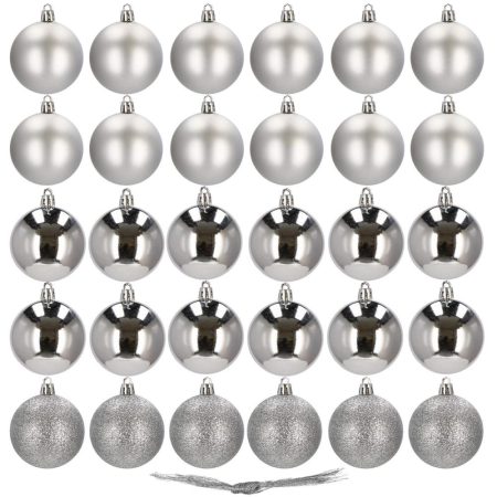 Set globuri de Craciun, 30 bucati, 3 modele, 3cm, argintiu [1]