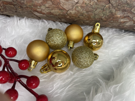 Set globuri de Craciun, 30 bucati, 3 modele, 3cm, auriu [15]