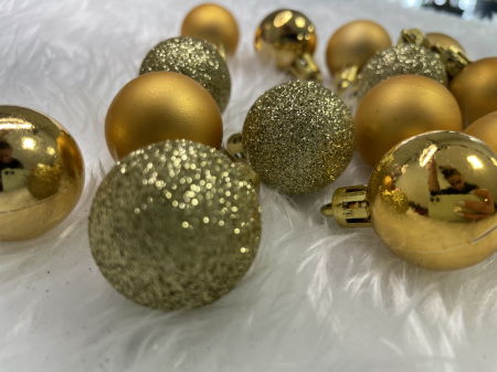 Set globuri de Craciun, 30 bucati, 3 modele, 3cm, auriu [16]