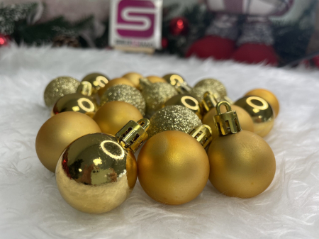 Set globuri de Craciun, 30 bucati, 3 modele, 3cm, auriu [13]