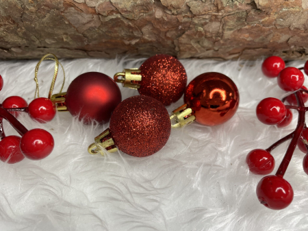 Set globuri de Craciun, 30 bucati, 3 modele, 3cm, rosu [10]