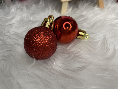 Set globuri de Craciun, 30 bucati, 3 modele, 3cm, rosu [12]