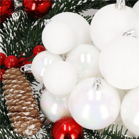 Set globuri de Craciun, 30 bucati, 3 modele, 4/5/6cm, alb [2]
