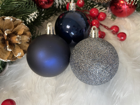 Set globuri de Craciun, 30 bucati, 3 modele, 4/5/6cm, albastru inchis [12]