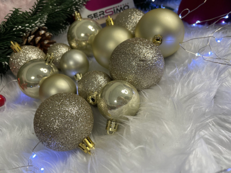 Set globuri de Craciun, 30 bucati, 3 modele, 4/5/6cm, auriu [9]