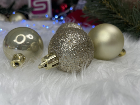 Set globuri de Craciun, 30 bucati, 3 modele, 4/5/6cm, auriu [17]