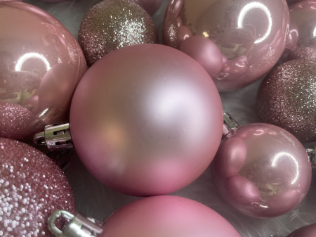 Set globuri de Craciun, 30 bucati, 3 modele, 4/5/6cm, roz [16]