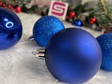 Set globuri de Craciun, 30 bucati, 3 modele, 6cm, albastru [18]