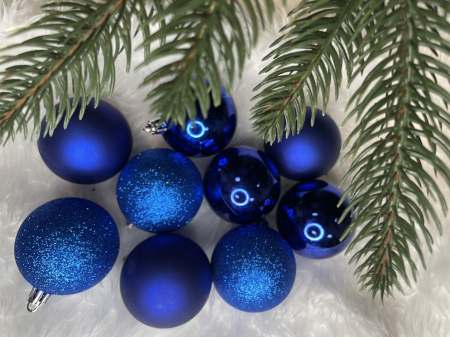 Set globuri de Craciun, 30 bucati, 3 modele, 6cm, albastru [20]