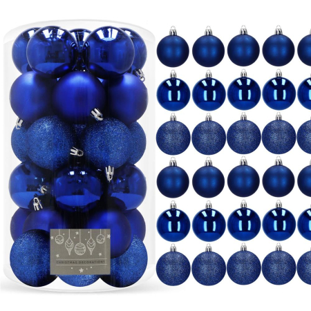 Set globuri de Craciun, 30 bucati, 3 modele, 6cm, albastru [8]