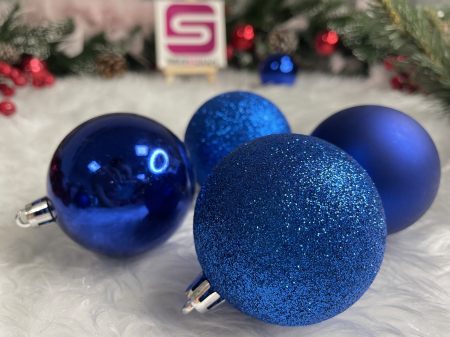 Set globuri de Craciun, 30 bucati, 3 modele, 6cm, albastru [17]