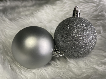 Set globuri de Craciun, 30 bucati, 3 modele, 6cm, argintiu [20]