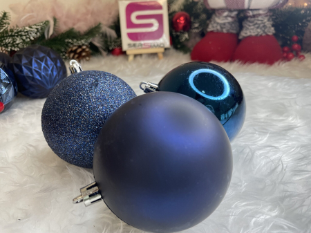 Set globuri de Craciun, 30 bucati, 6 modele, 8cm, albastru inchis [17]