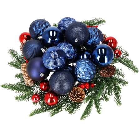 Set globuri de Craciun, 30 bucati, 6 modele, 8cm, albastru inchis [6]