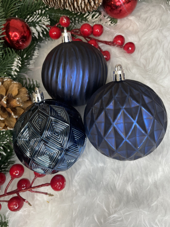 Set globuri de Craciun, 30 bucati, 6 modele, 8cm, albastru inchis [18]