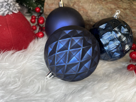 Set globuri de Craciun, 30 bucati, 6 modele, 8cm, albastru inchis [22]