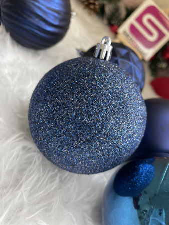 Set globuri de Craciun, 30 bucati, 6 modele, 8cm, albastru inchis [16]