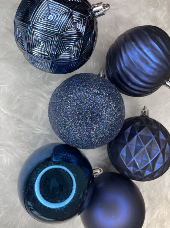 Set globuri de Craciun, 30 bucati, 6 modele, 8cm, albastru inchis [15]