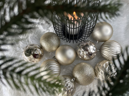 Set globuri de Craciun, 30 bucati, 6 modele, 8cm, auriu [17]