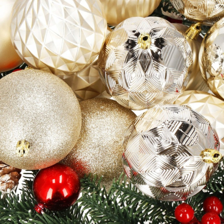Set globuri de Craciun, 30 bucati, 6 modele, 8cm, auriu [4]