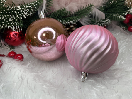 Set globuri de Craciun, 30 bucati, 6 modele, 8cm, roz [21]