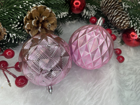 Set globuri de Craciun, 30 bucati, 6 modele, 8cm, roz [19]