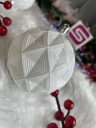 Set globuri de Craciun, 30 bucati, 8cm, 6 modele, alb [14]