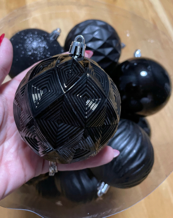 Set globuri de Craciun, 30 bucati, 8cm, 6 modele, negru [2]