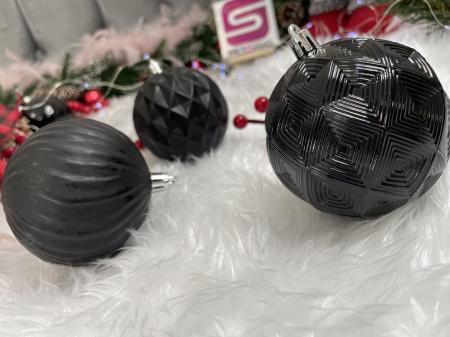 Set globuri de Craciun, 30 bucati, 8cm, 6 modele, negru [29]