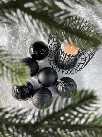 Set globuri de Craciun, 30 bucati, 8cm, 6 modele, negru [28]