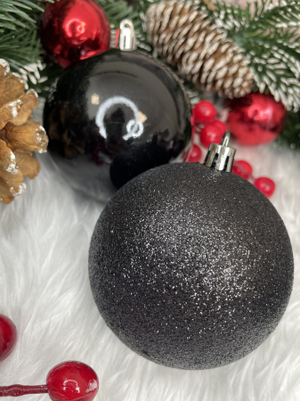 Set globuri de Craciun, 30 bucati, 8cm, 6 modele, negru [21]