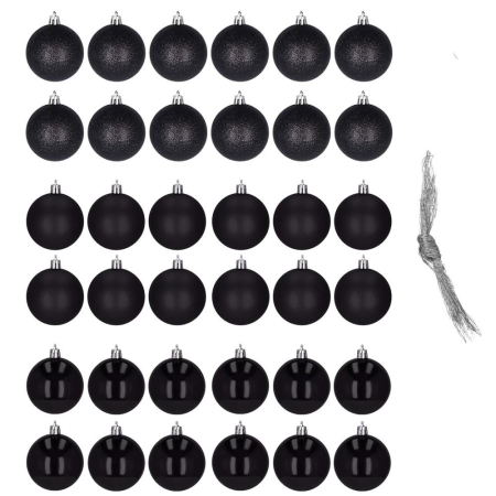 Set globuri de Craciun, 36 bucati, 3 modele, 3cm, negru [2]