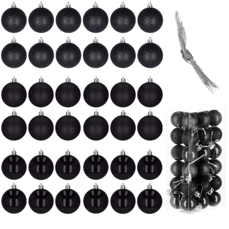 Set globuri de Craciun, 36 bucati, 3 modele, 3cm, negru [1]