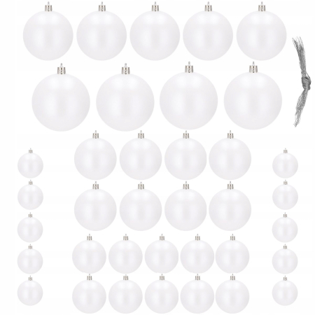Set globuri de Craciun, 37 bucati, 3-8cm, alb perla [1]