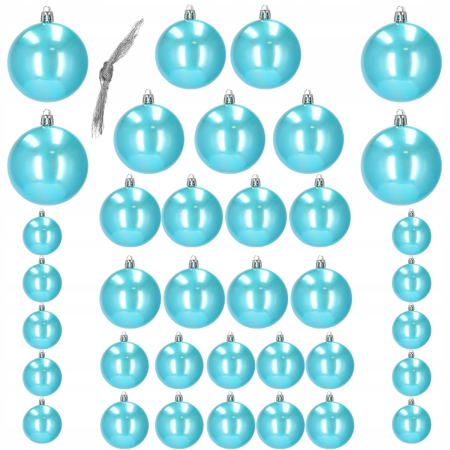 Set globuri de Craciun, 37 bucati, 3-8cm, albastru perla [5]