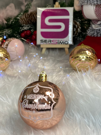 Set globuri de Craciun cu modele de sarbatori, 24 bucati, 6cm, rose [23]