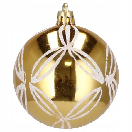 Set globuri de Craciun cu modele de sarbatori, 30 bucati, 5cm, alb auriu [6]