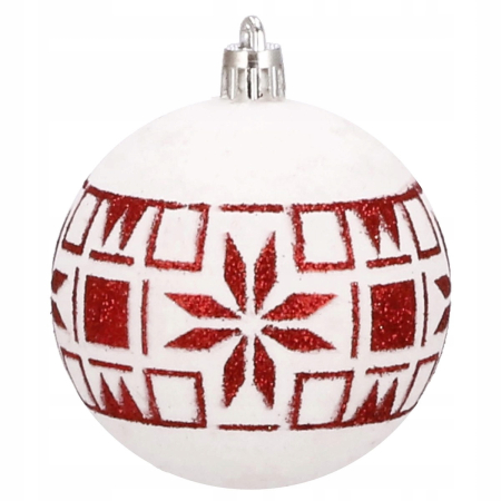Set globuri de Craciun cu modele de sarbatori, 30 bucati, 5cm, alb rosu [2]